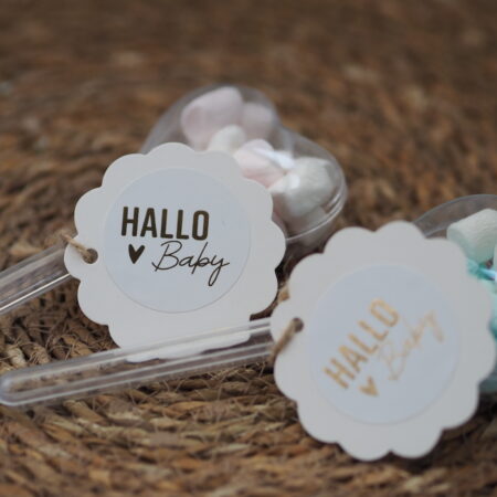 Op zoek naar een sticker voor op je traktatie of cadeau bij de geboorte van een baby?